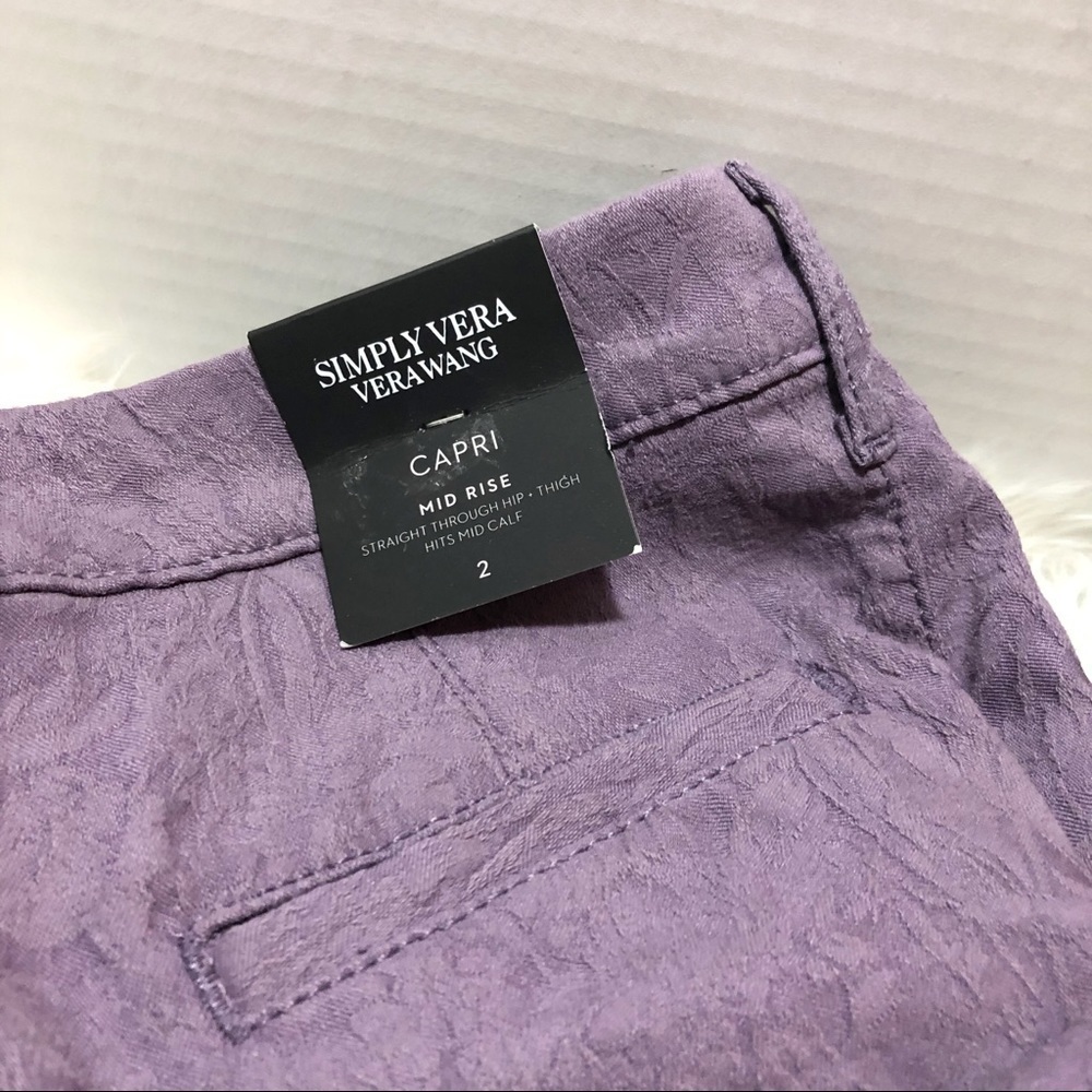 Simply Vera Wang Capi Mid Rise Purple Jeans NWT - Picture 3 of 6